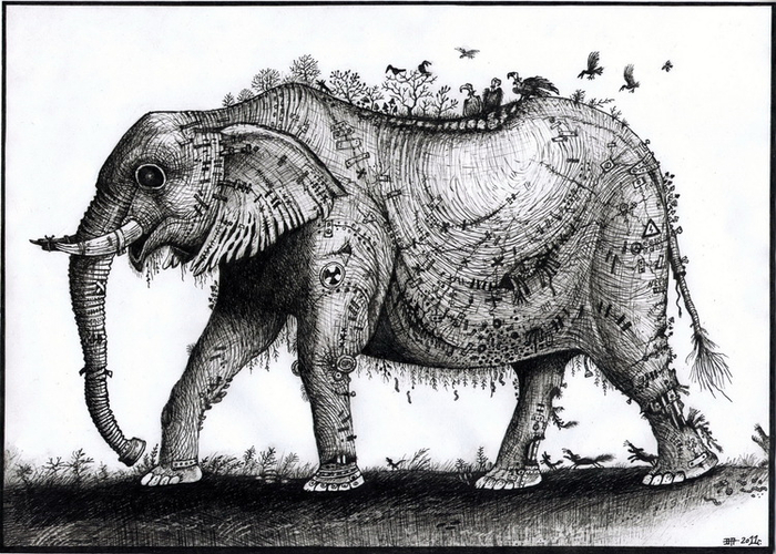 слон умер. но он об этом не знает, потому что большой.