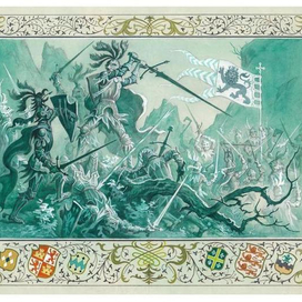 1-ый форзац к книге а. Конан-Дойла "Белый отряд"