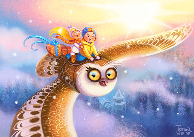 Сова и счастливые дети 