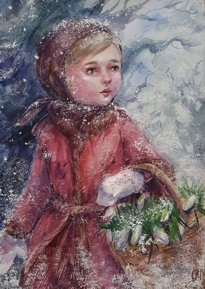 Иллюстрация к сказке С.Я.Маршака "Двенадцать месяцев"