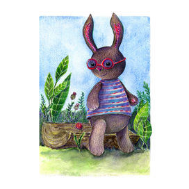 Зайку бросила хозяйка. Акварель