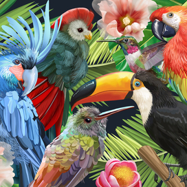 Принт "Тропические птицы" для компании Faberlic