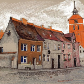 последний луч заходящего солнца. Решель. Польша.