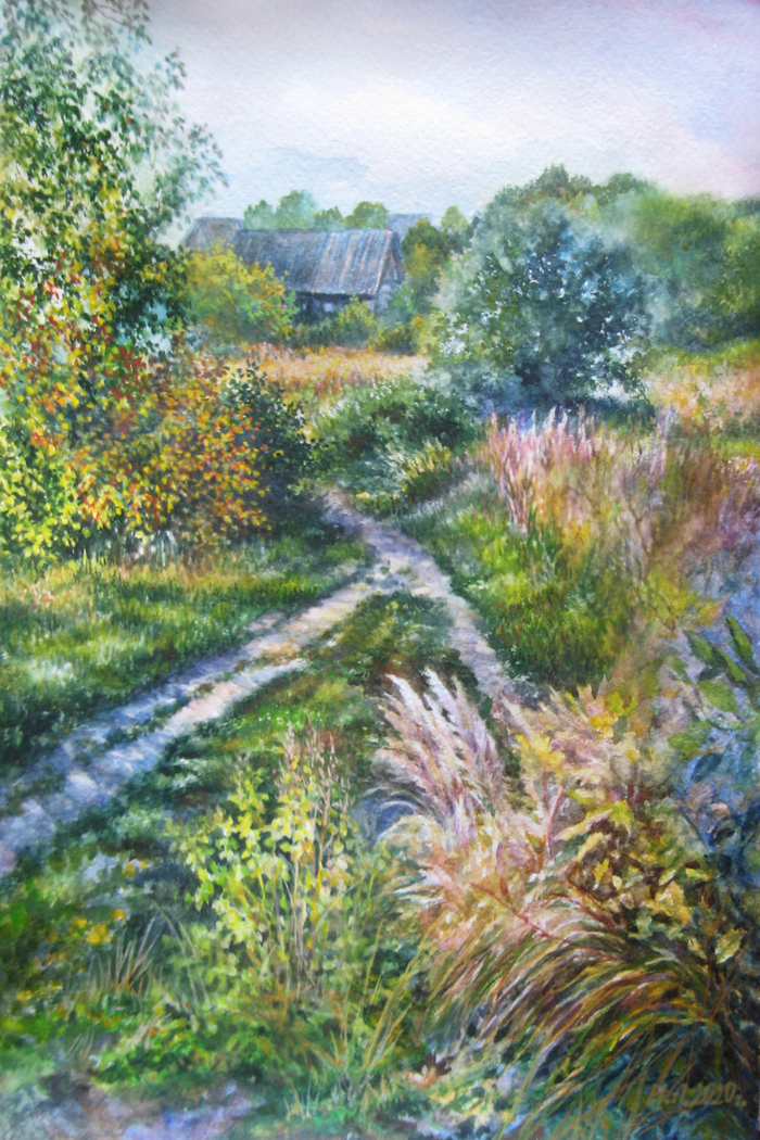 Теплый закат на осенних тропинках.