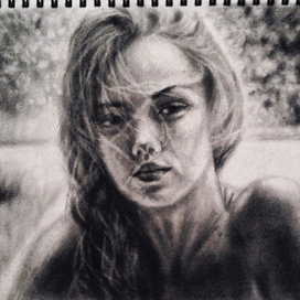 Портрет, сухая кисть. 