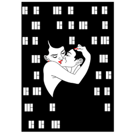 Страстный поцелуй.