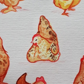 Маленькие акварельные курочки