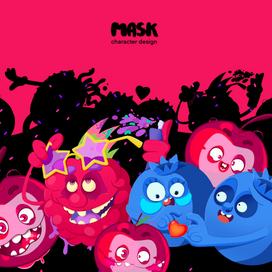 Персонажи-ягоды для упаковки тканевых масок для лица