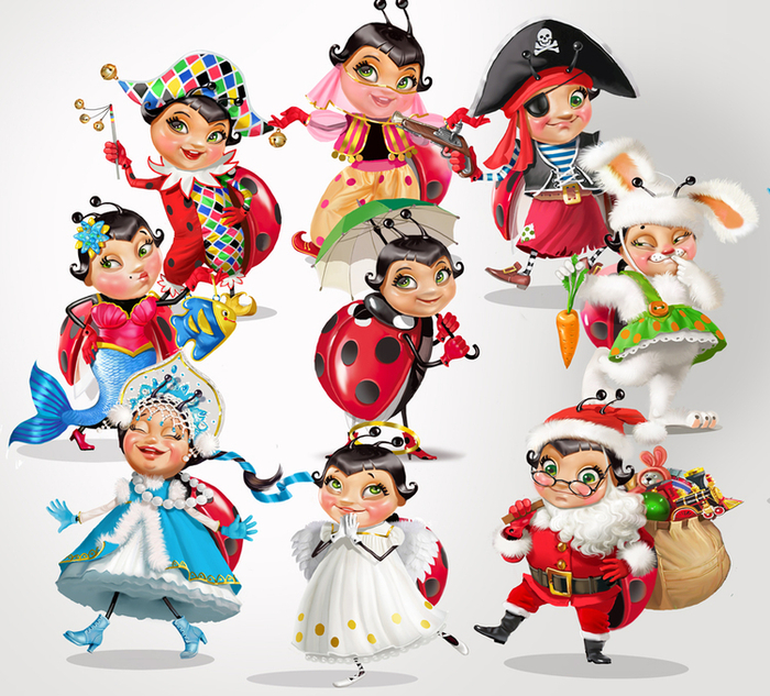 Разработка перса и  новогодних костюмов...