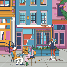 Illustration of people in the city