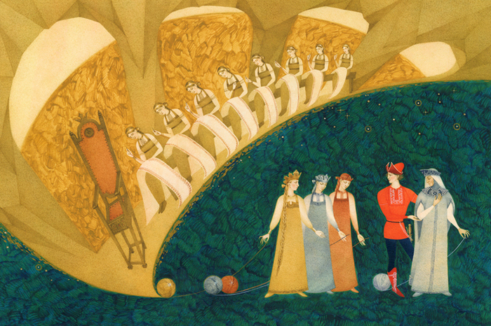 Русские сказки. Три царства-медное, серебряное и золотое.