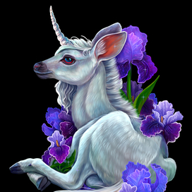 Единорог и ирисы