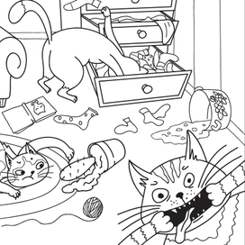 Раскраска "33 котенка"