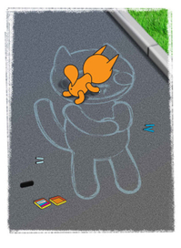 Белка рисует