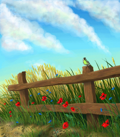 пейзаж с синицей