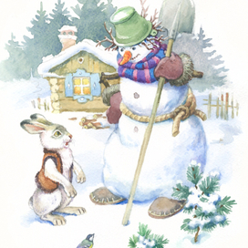 Зайчонок и снеговик