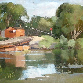 ,,Река Десна.Переправа-мост,,Этюд.