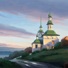 Церковь, закат