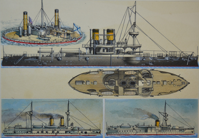 Броненосные артиллерийские корабли , иллюстрации к книге Г. Смирнова, " Корабли и сражения".