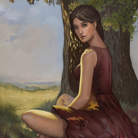 Девушка по деревом