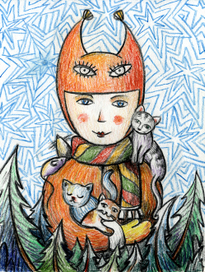 девочка с котиками