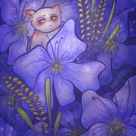 Котик в цветах