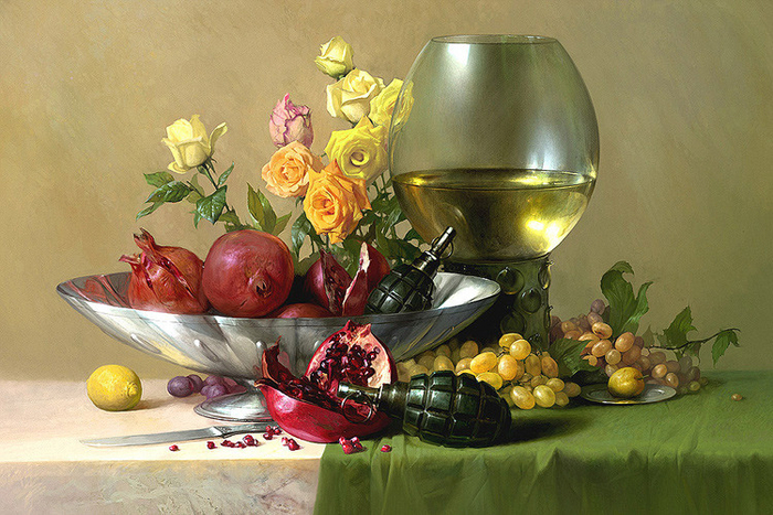 Натюрморт с гранатами и гранатом