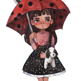 Девочка с красным зонтом