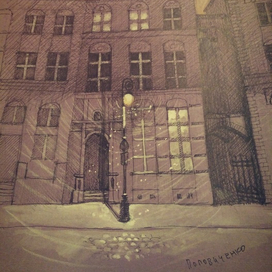 Снег пошёл. Зимний вечерок в Элблонге.