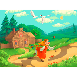 по мотивам сказки "Гуси лебеди"