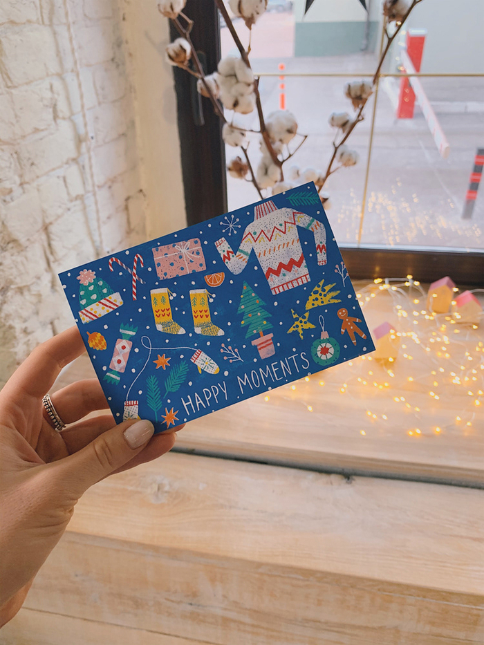 Открытка "Happy moments" для кофейни "The moments"