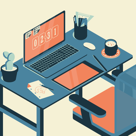 "Рабочее место" иллюстрация для стока