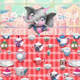 Слон на мяче