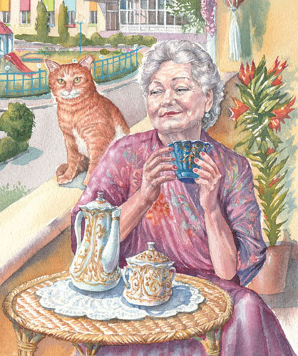 Чаепитие на балконе. Фрагмент