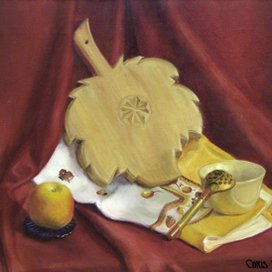 Натюрморт на красном фоне.