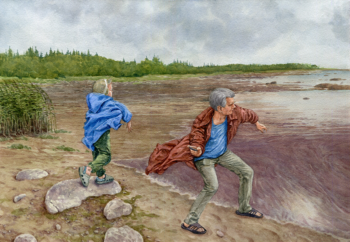 Метание камней в воду в ветреную погоду