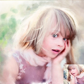 Девочка, удивление .Стиль Акварель 