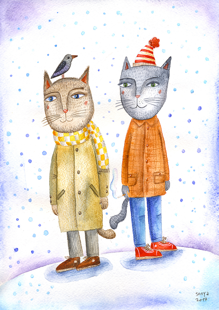 Коты. Зима