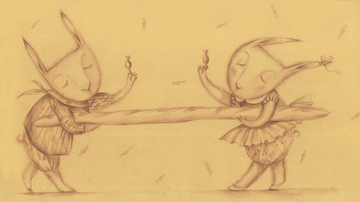 Зайцы с булочкой