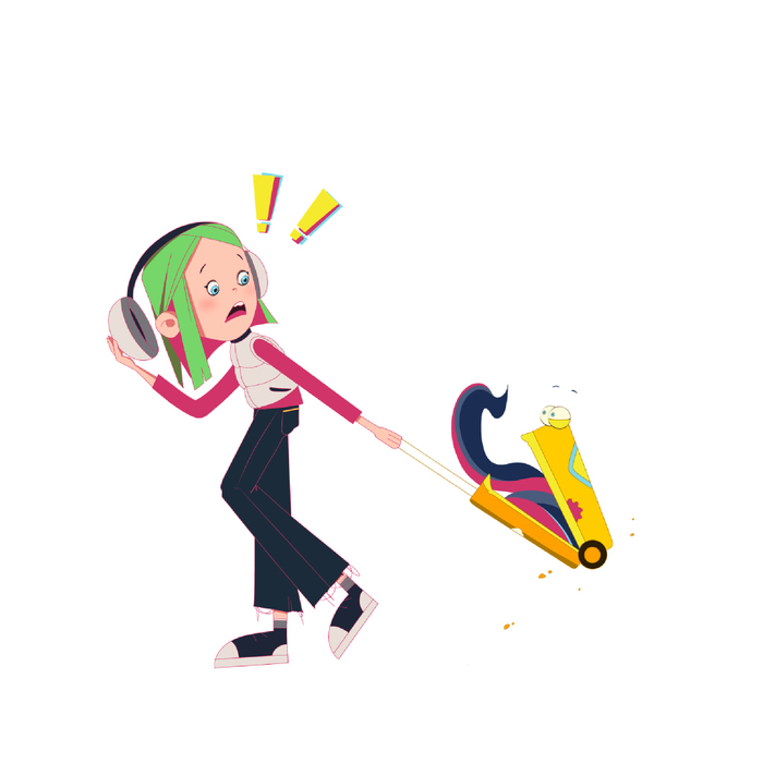 Девочка-подросток и чемоданчик.  Дизайн персонажа