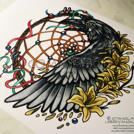 ^positive raven with dreamcatcher