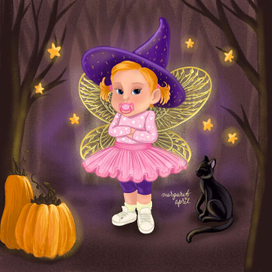 Ведьмочка Олив со своим фамильяром