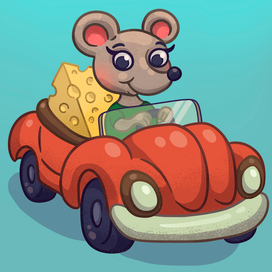 Мышка на машине