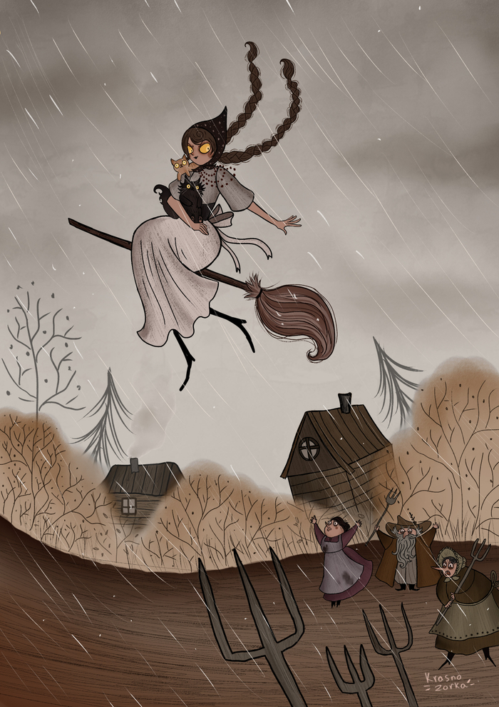 Иллюстрация "Ведьма на метле"