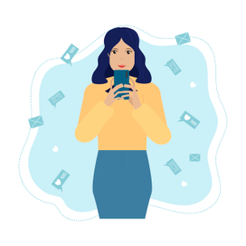 Девушка с мессенджерами