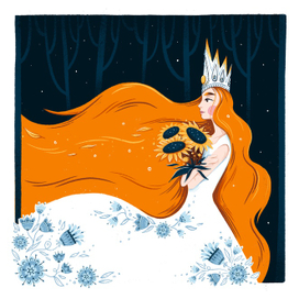 Девушка с букетом подсолнухов