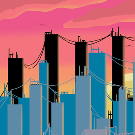 Город на закате 