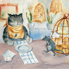 Кот за обедом