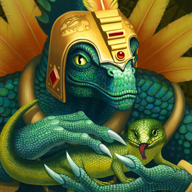 Лизардмен шаман из вселенной Вархаммера Фентези