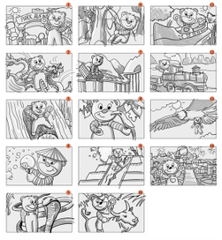 Раскадровка для магнитов. ТМ "Барни"